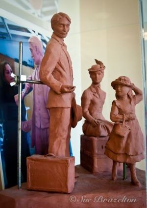 CCC Small Scaled Clay Model for Waiting for Train Sculpture by Marlene Amerian