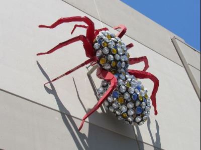 Downtown Art Metal Tarantula on Parking Garage by Gordon Huether