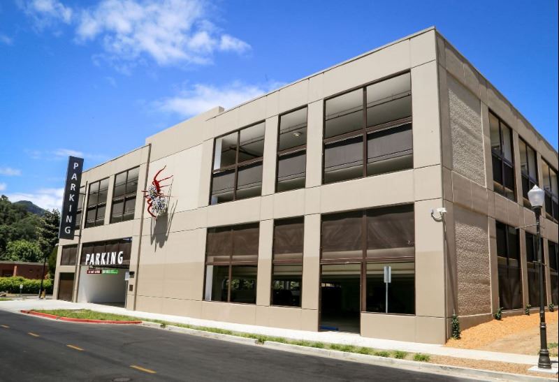 Metal Tarantula by Gordon Huether on Morgan Hill Parking Garage 