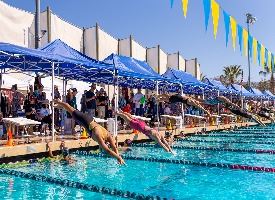 Aquatics Center Swim Meet Off the Diving Block