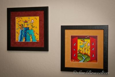Two Brightly Colored Mexican Paintings Sister City Mexico